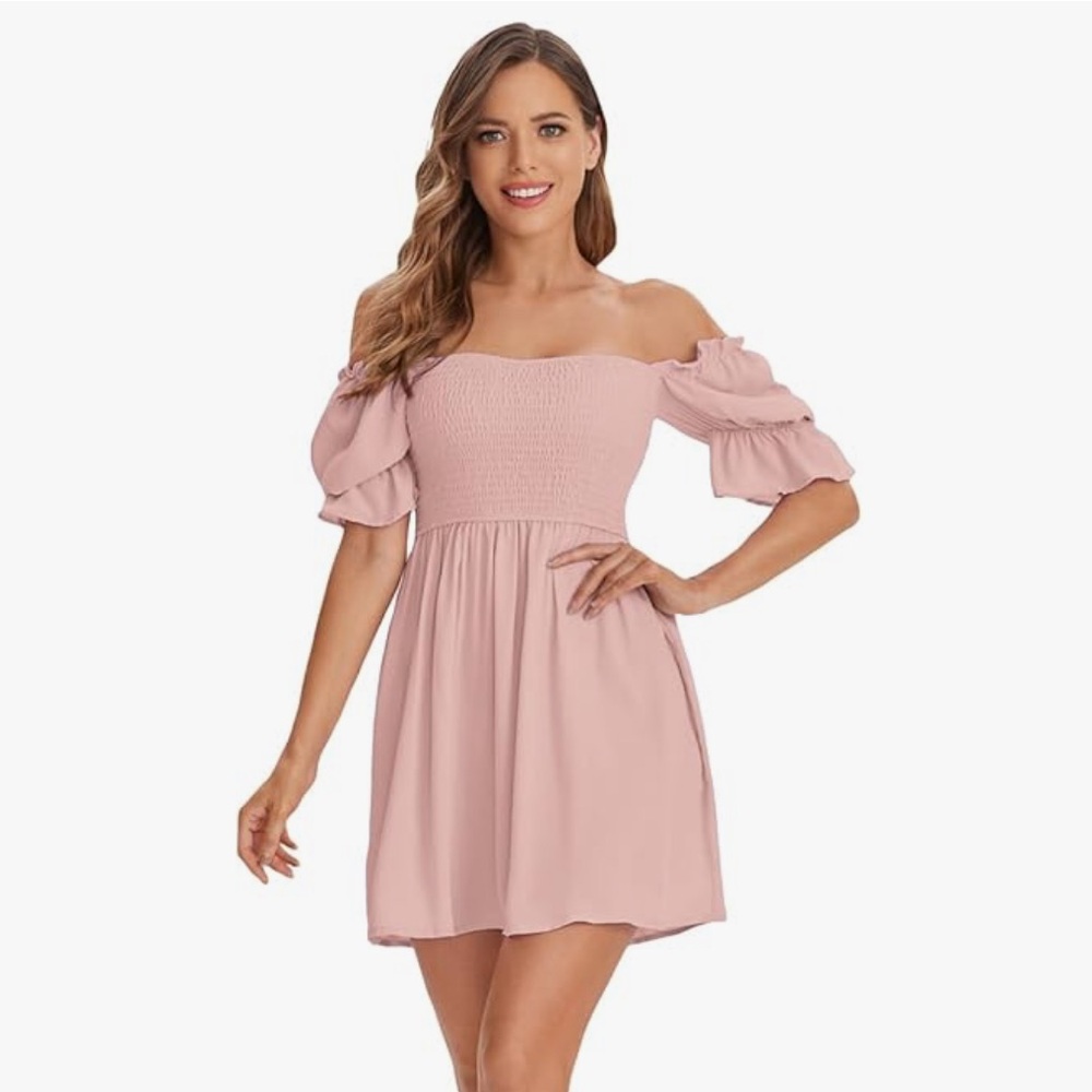 Elegant Pink Off-Shoulder Dress